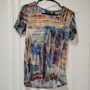 Onque Casuals Women's Multi Colored Shirt with Embellishments | Size Small